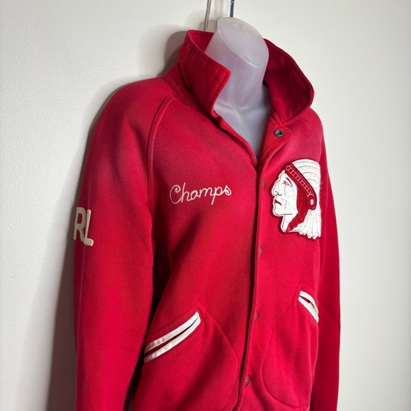 Vintage Polo Ralph Lauren Varsity Jacket Red Size small spell out patches Sporty - Picture 4 of 9